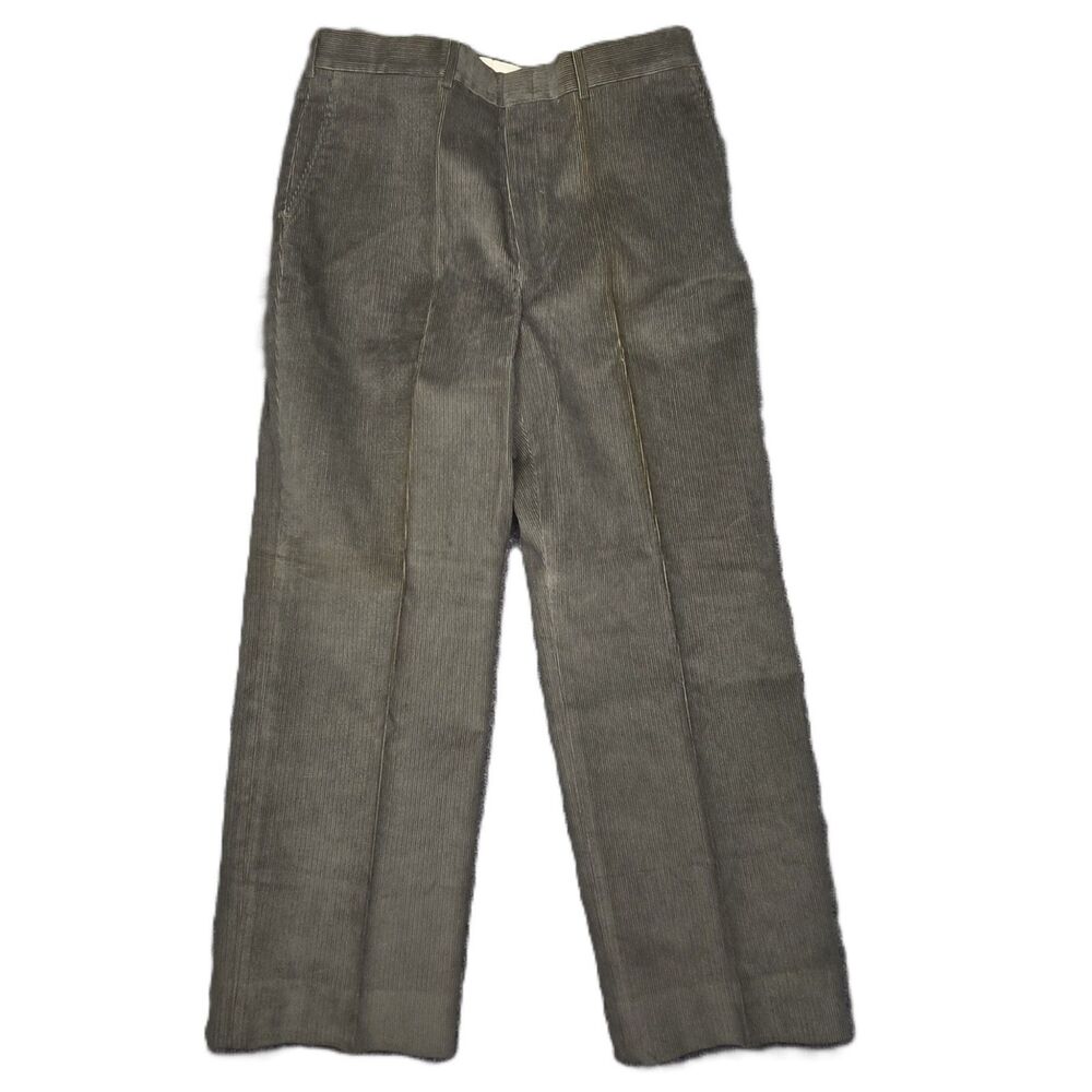 Haggar Corduroy Pants Men's 36x29 Olive Green Dress Slacks